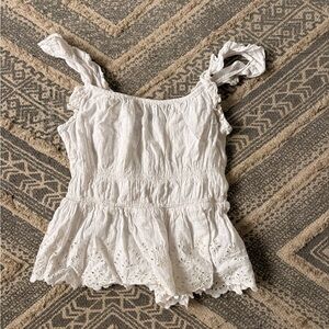 Old Navy White Ruffle Eyelet Top